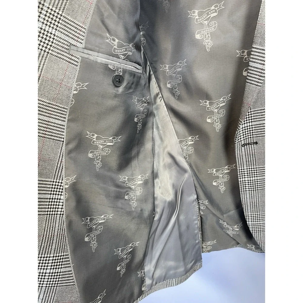 Heart and Dagger Mens Cotton Blend Sport Coat Blazer 38R Gray Double Vented